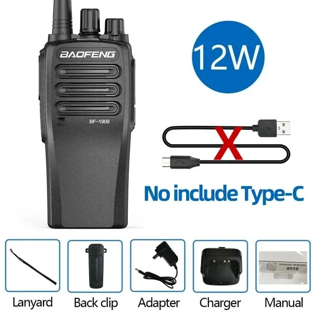 BaoFeng BF 1909 10W Wysokiej mocy Walkie Talkie Dalekiego zasięgu Dwukierunkowe radio Typ C Nadajnik ładowania Aktualizacja BF 888S UV 5R UV 82