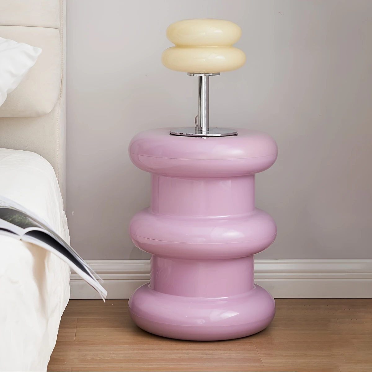 Modern Round Plastic Shoe Bench 3-Tier No Assembly Portable Entryway Storage Ottoman Living Room Bedroom Organizer