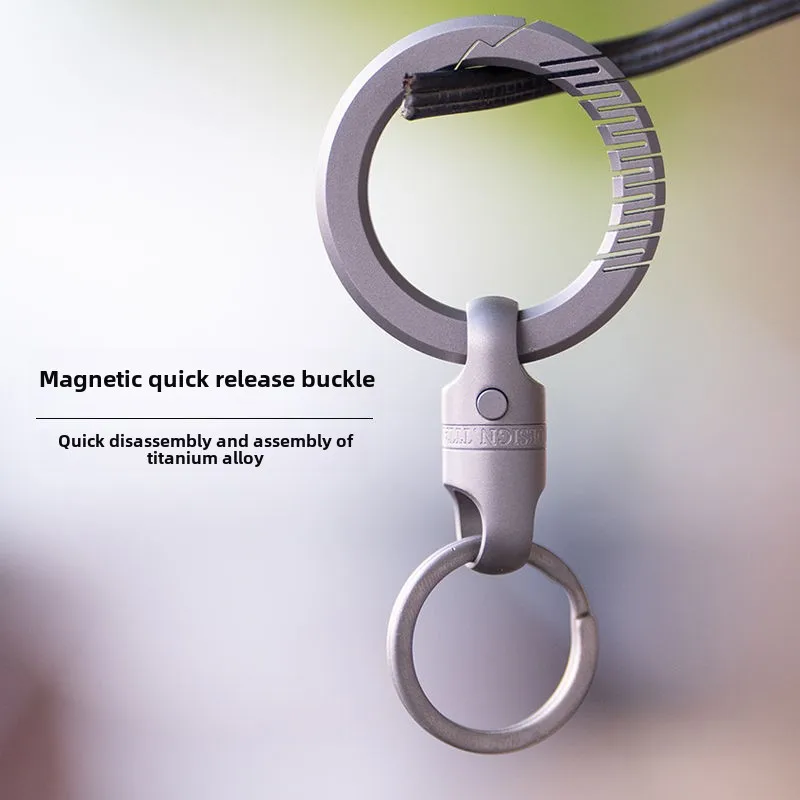 Titanium Alloy Magnetic Quick Release Buckle Car Key Ring Pendant Key Chain Ring Rotatable EDCAccessory Personality Lock