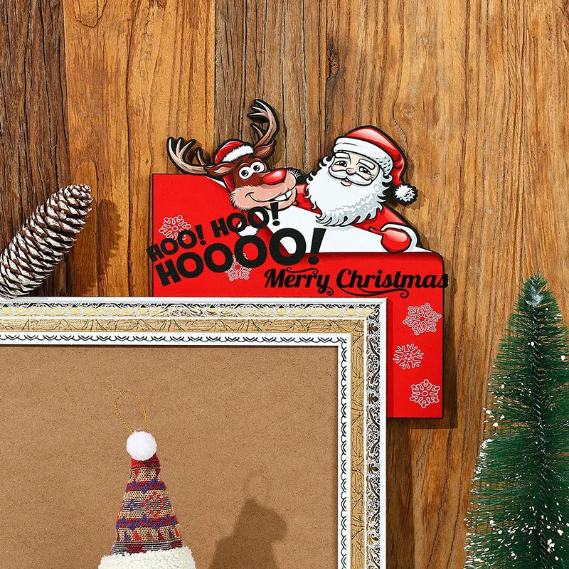

2023 New Year's Sale The Old Elk Wooden Christmas Door Frame Corner Decoration Creative Christmas Home Ornament Wholesale