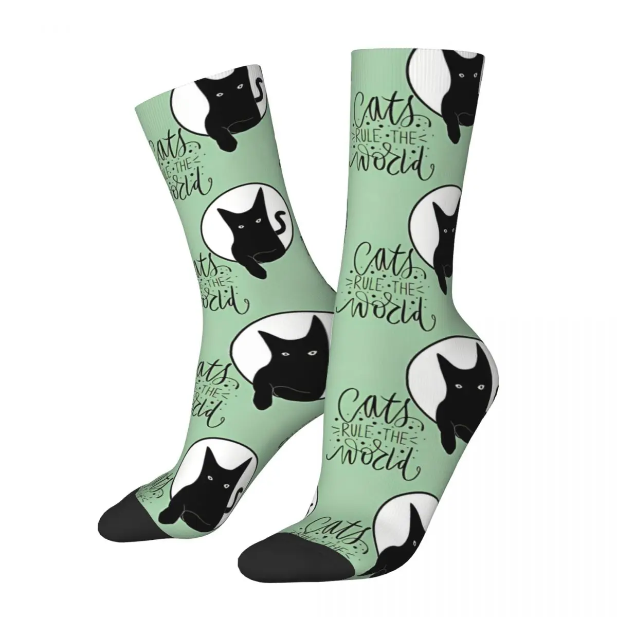 Rule The World Suspicious Cats Socks Male Mens Women Autumn Stockings Printed