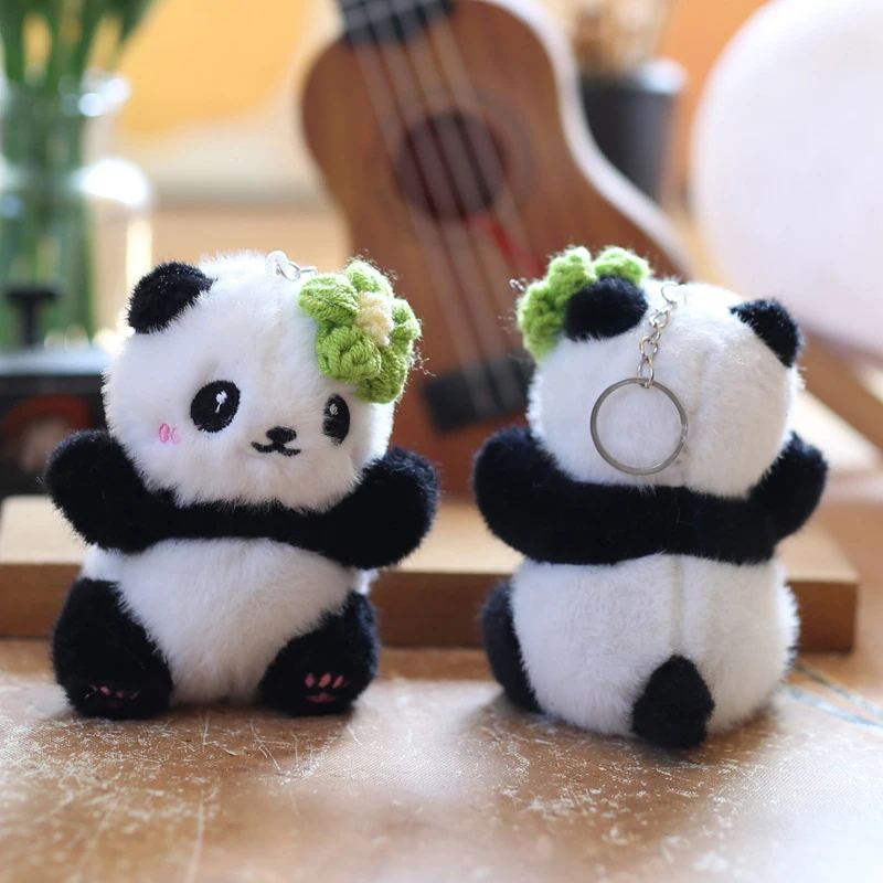 [JT]1Pc Cute Flower Panda Plush Dolls Toy Pendant Keychain Backpack Hangings Decoration Gift