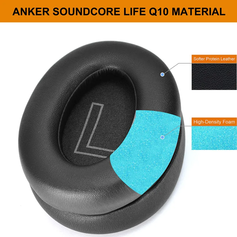 Pair of Replacement Earpads For Anker Soundcore Life 2 NEO Headphone Ear Pads Cushion Soft Protein Leather Memory Sponge Earmuff
