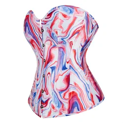 Corset Top Sexy Women Bustier Overbust Print Floral Graffiti Color Matching Lingerie Vintage Plus Size Burlesque Halloween Femme
