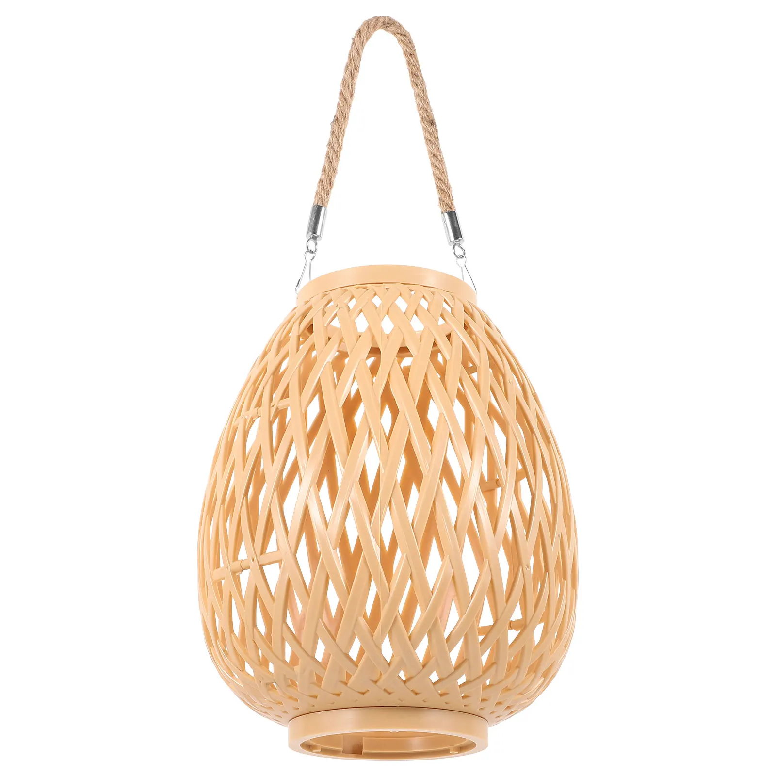 

Bamboo Woven Lampshade Mini Ellipse Beige Chandelier Hanging Pendant Rustic Home Decor Lantern Cover For Lamps