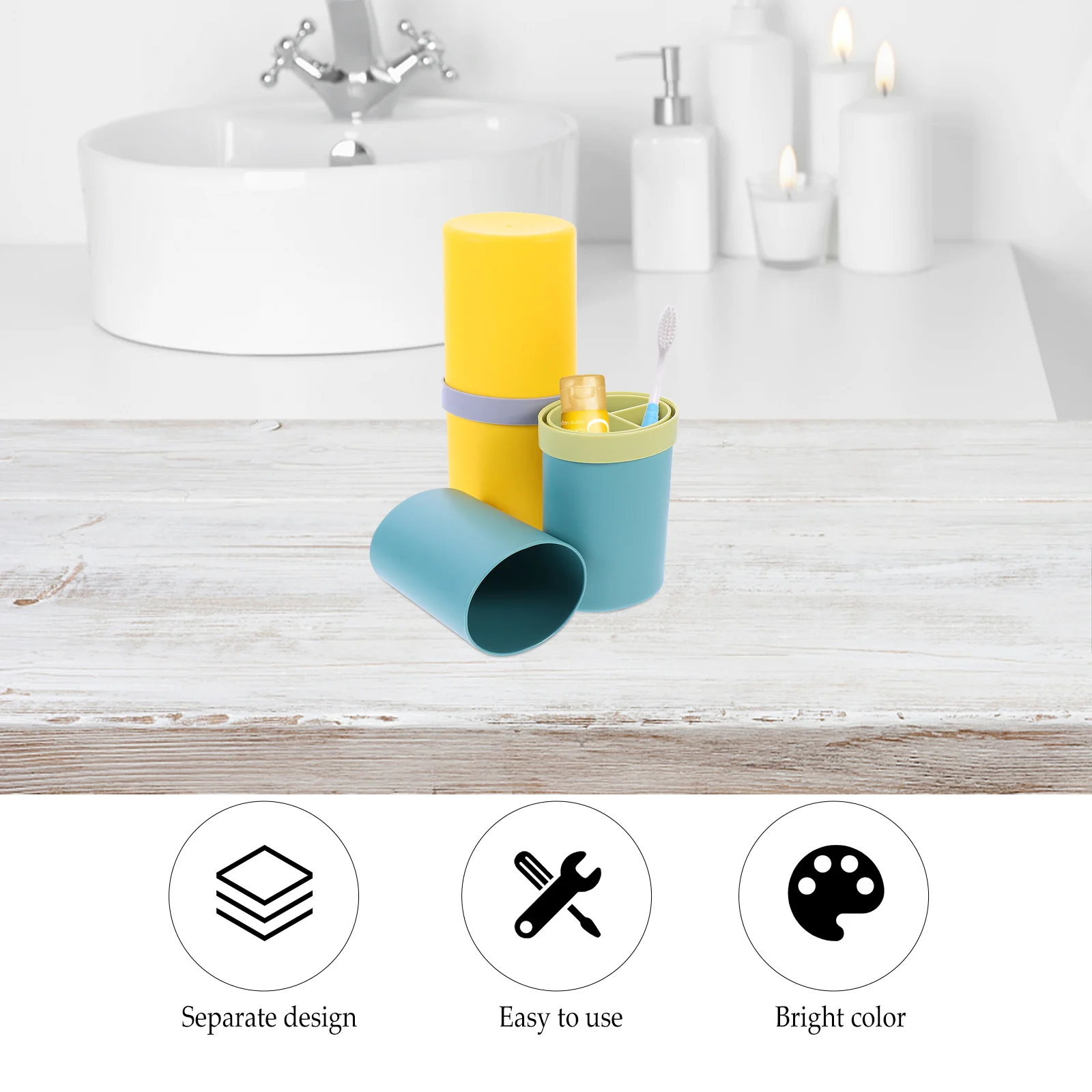 2 قطعة صندوق تخزين مادة Pp المحمولة كوب السفر المنظم لفرشاة الأسنان معجون الأسنان متعددة الوظائف كوب لفرشاة الأسنان مانعة للتسرب #4