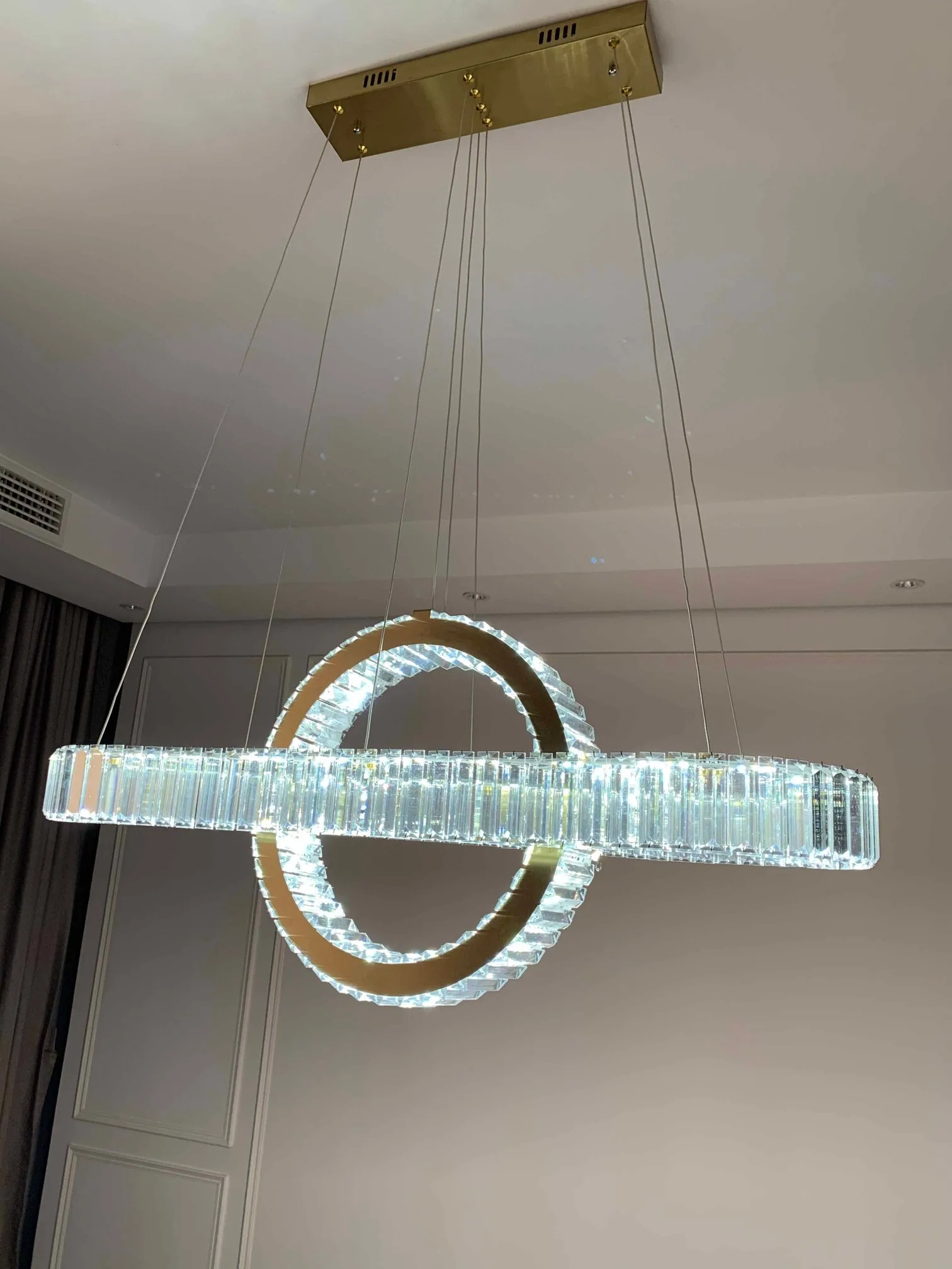 Oval Chrome Gold Steel LED Dimmable Pendant Lights