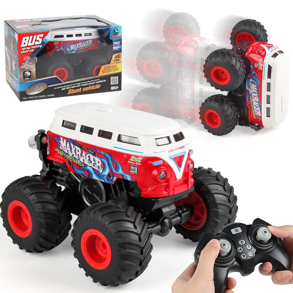 RC Off-Road Vehicle Remote Control Bus Toy 2.4G Cool Lights USB Rechargeable Music Sprayer Impact-Resistant  All-Terrain Toy Car view 3