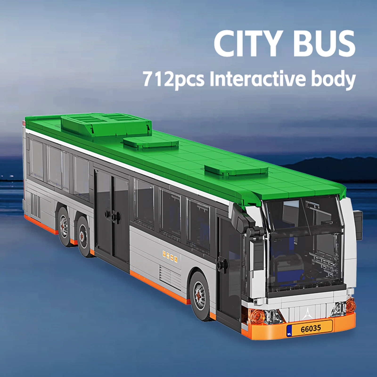 712PCS City Extended Bus Model Bouwstenen DIY Transport Kit met bewegende wielen voor kinderen Verzamelaars Woondecoratie