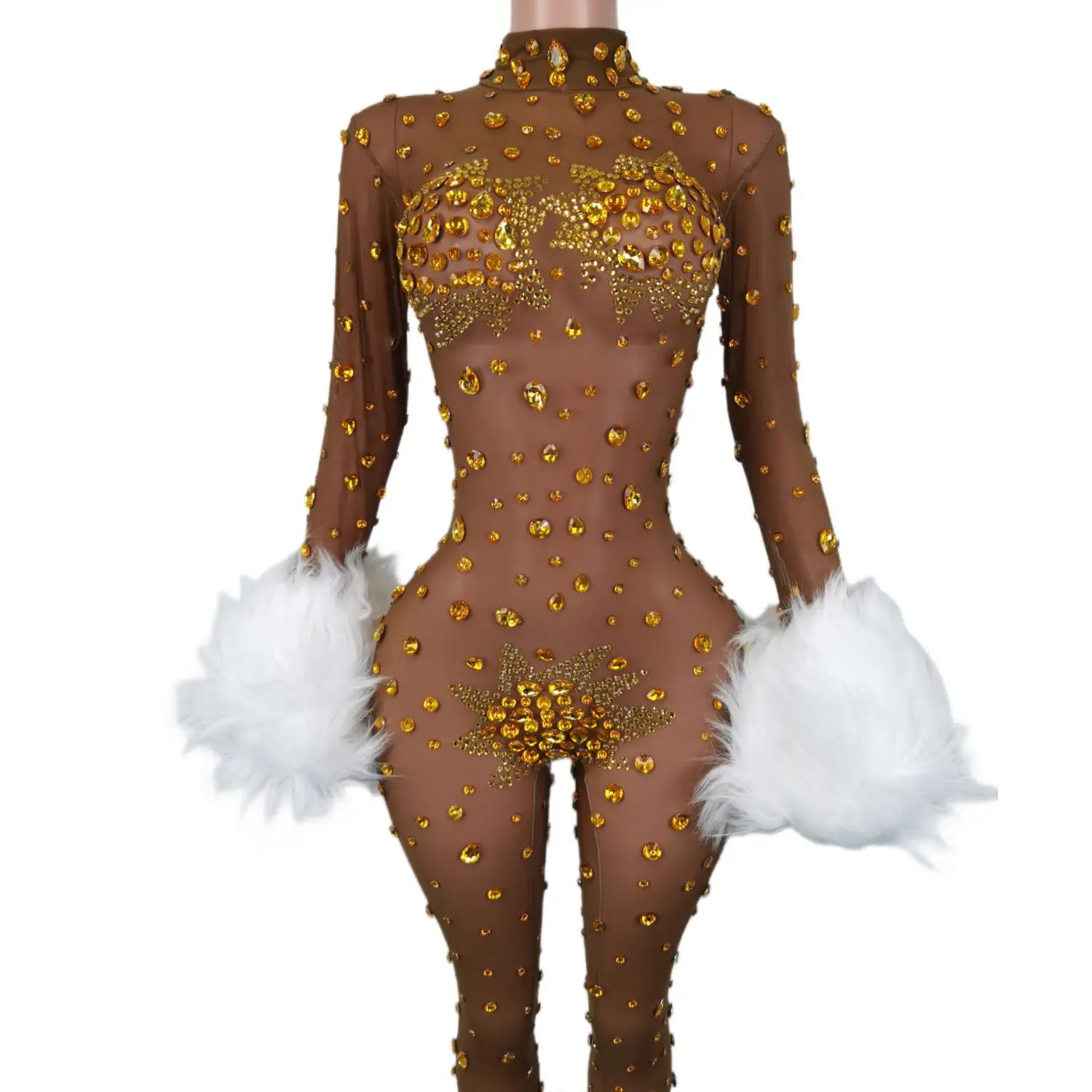 Luxury Las Vegas Women strass Furry tute Nightclub Party Stage Wear Dance Rave Festival Drag Queen Costume Guibin