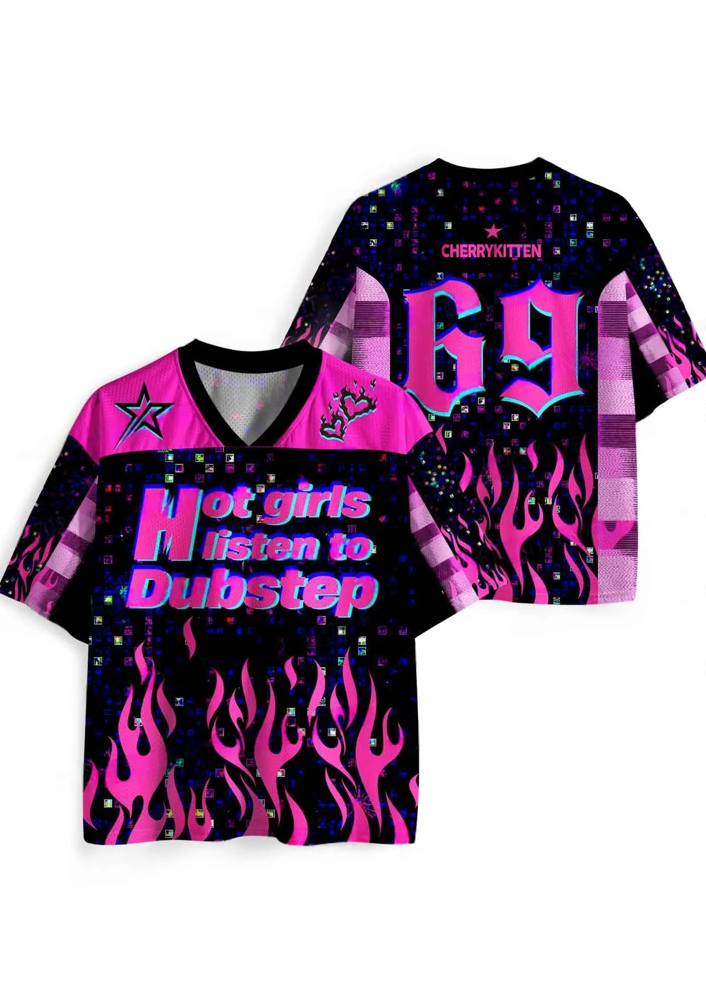 

Summer Fashion Subculture Dark Sweet Cool Style Children's Adult Girls Gothic Style Y2K Cyber ​​Pixel Sports Jersey T-shirt