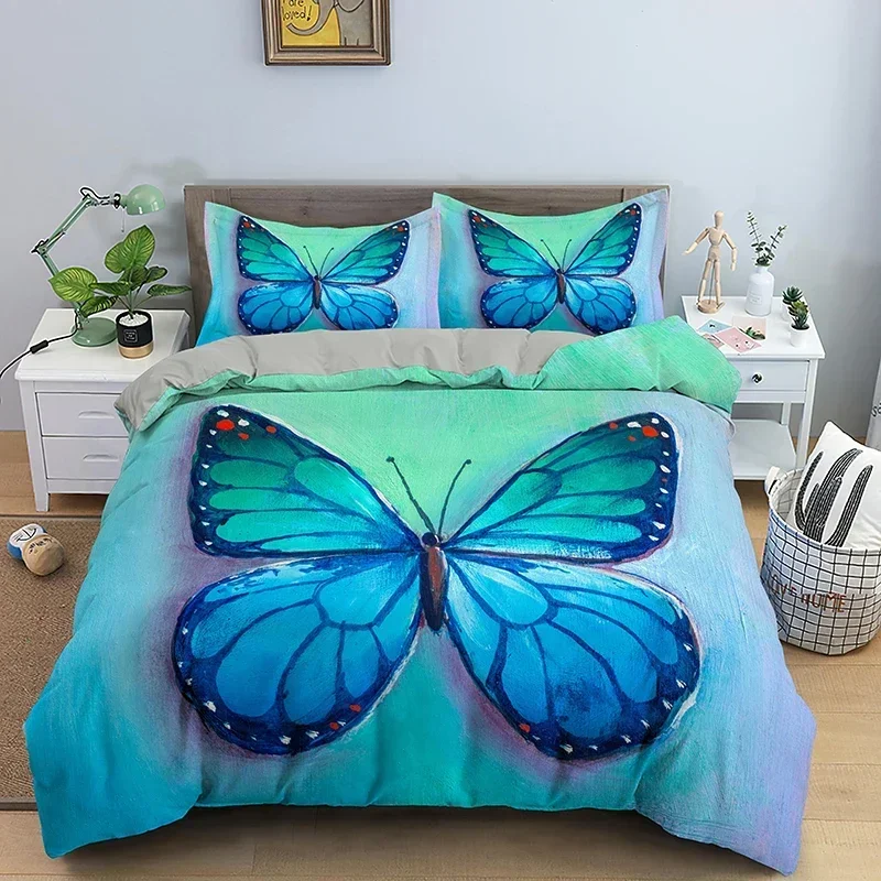 

Butterfly Animal Floral Comfortable Duvet Quilt Cover Pillowcase Bedding Set Children Bedroom Decoration Home Textile