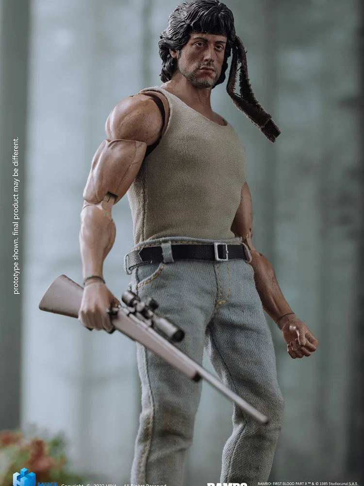 HiYA Tough Guy Movable Action Figure, Mini Modelo de Arma, Soldado Masculino, Conjunto Completo, Requintado Super Série, Rambo, 1:12, 6