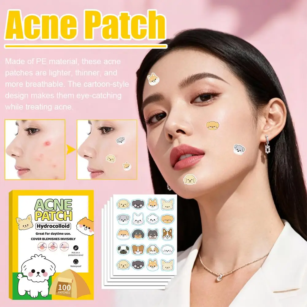 رقع حب الشباب بتصميم كلب لطيف 100/120/360 قطعة - شفافة ولطيفة ومسامية للبثور والعيوب أغطية لاصقة للعيوب