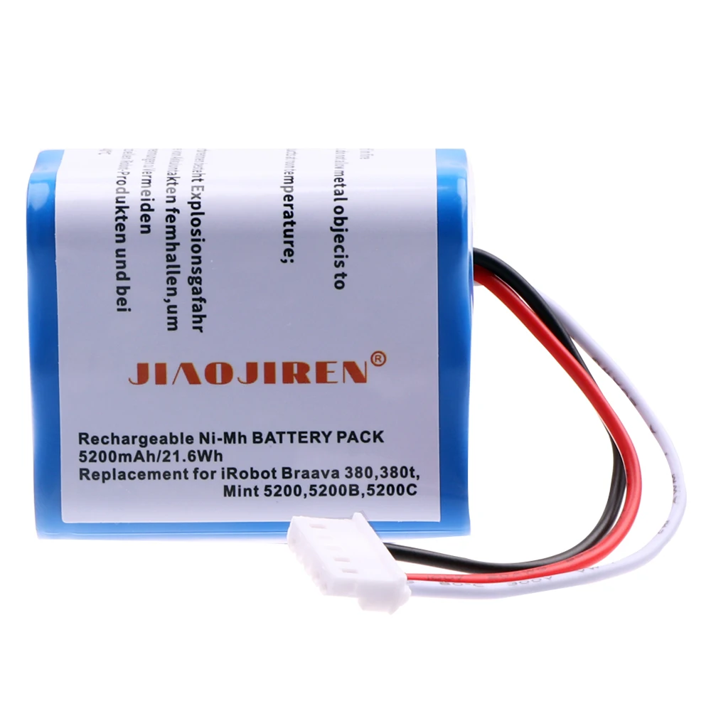 5200mAh Battery for iRobot Braava 380T, 380, 390T and Mint 5200, 5200B, 5200C Vacuum Cleaner parts 7.2V 5200MAH NI-MH battery