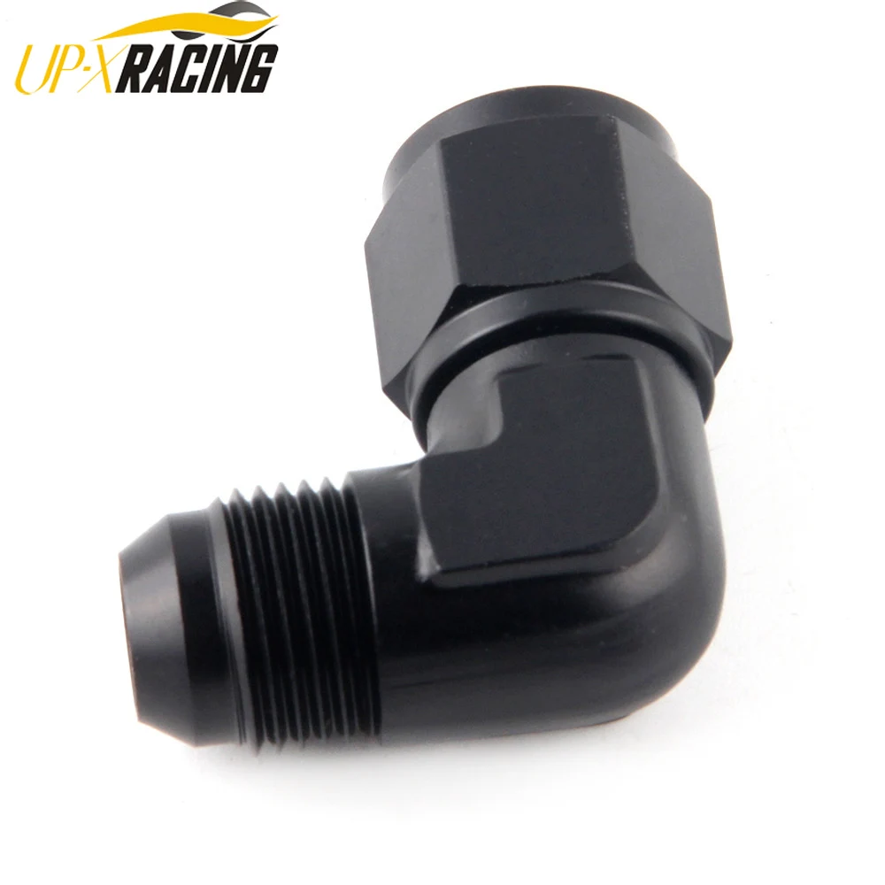 Oil Fuel Fittings Anodized Aluminum  Adapter 90 Degree Female AN6 8 10 Swivel Adaptors To Male Black JT24