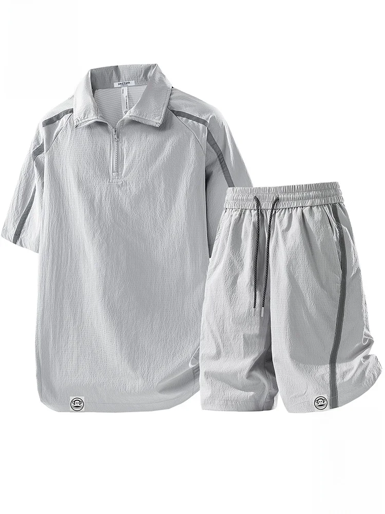 

PaulFrank Summer Lightweight Ice Silk Qui Dry Casual Sports Suit for Men ort Sve orts Two Piece Set Leisure Wear