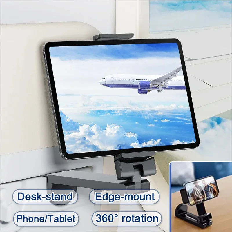 

Foldable Tablet Holder, Airplane Travel, Desk Edge Grip, 360 Rotation, Phone Bracket Stand Car organizer Organiser desk Hangers