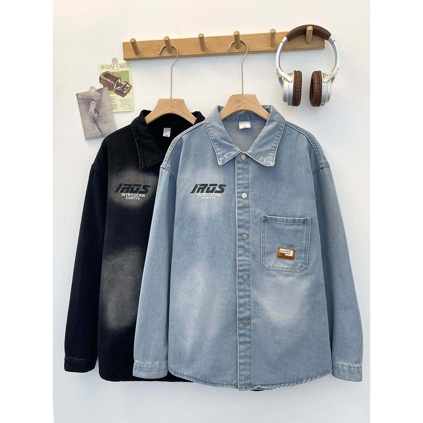 

Casual Waed Denim irt ex Spring Autumn Sle Cool Jaet for Teenagers Boys Girls Loose Fit American Casual Outerwear