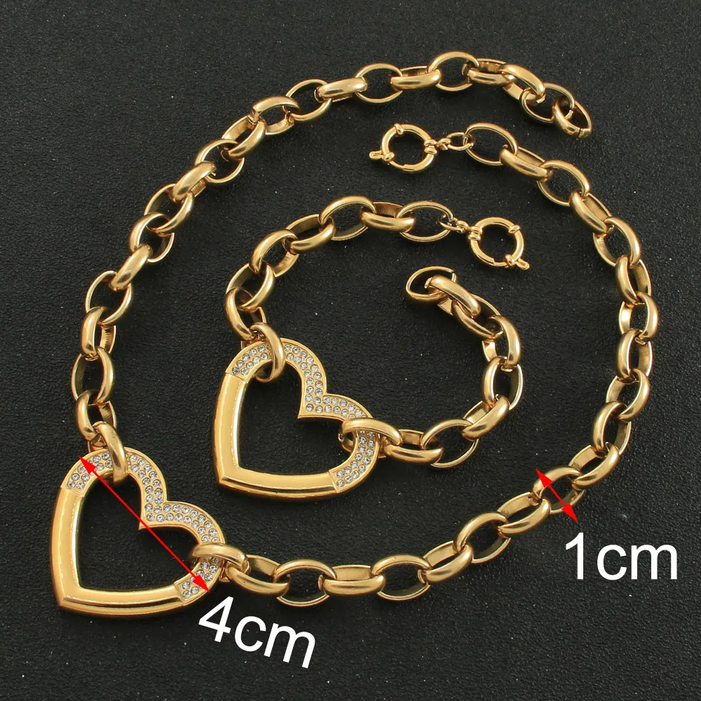 موضة مجوهرات من صلب لا يصدأ للمرأة وفتاة طويل حلية سترة قلادة سلاسل قلب كريستال كبير مُثبت بيع بالجملة