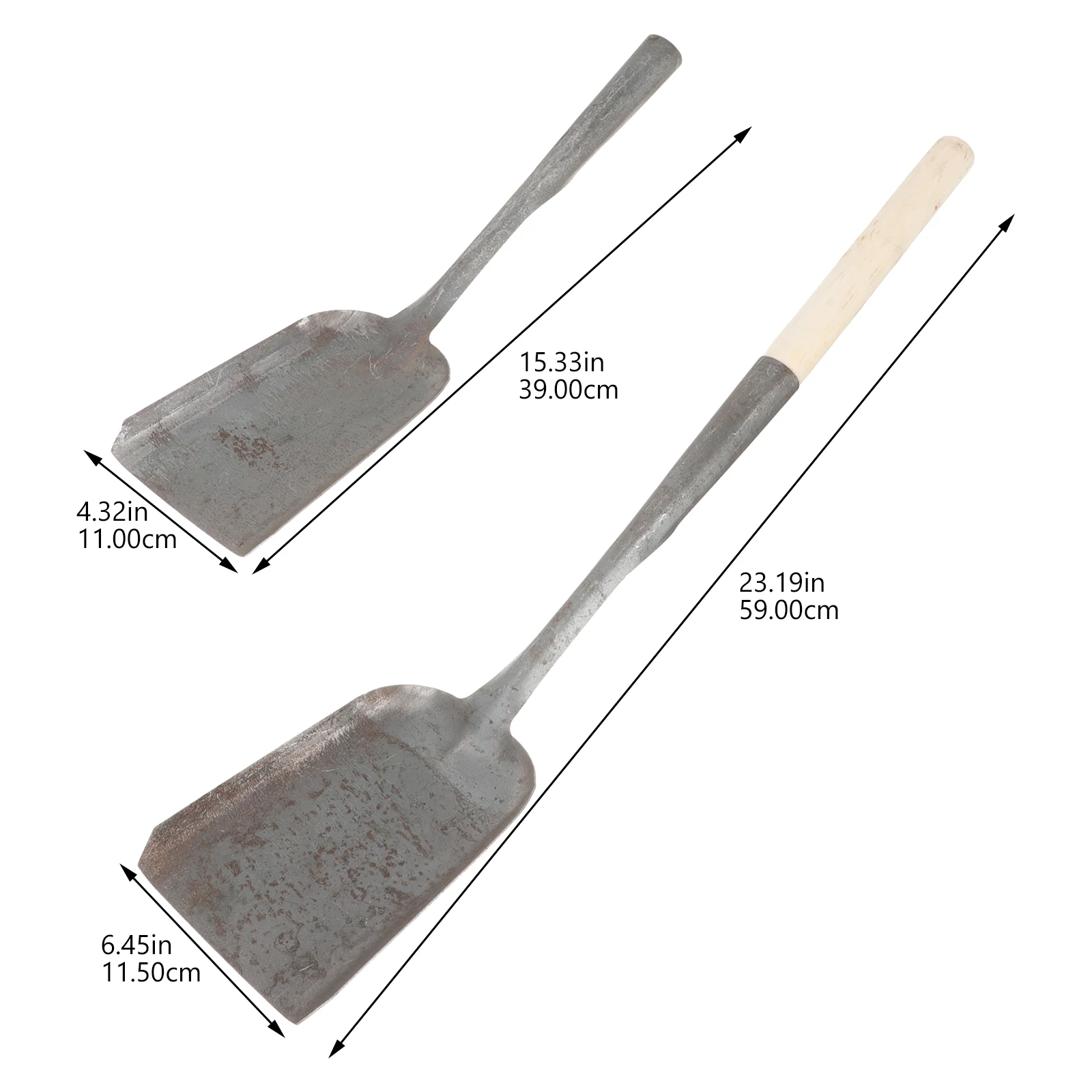 2Pcs Household Ash Shovel Iron Wood Handle Fireplace Coal Scoop Lightweight Practical Cleaning Tool Fireplace Shovel