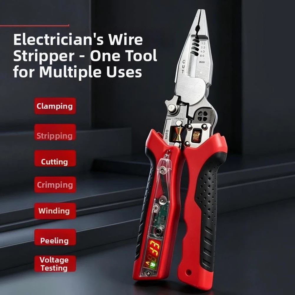 Rechargeable Electrician Plier For Digital Voltage Detector 12-250V AC DC For Stripping Cutting For Crimping Wires Repair Tool