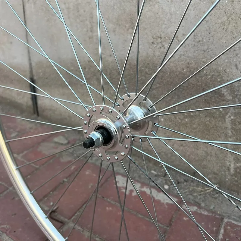 700C Bicycles Wheel Aluminum Alloy Retro Bike Wheel Set Silver Racing Rim Set High‑Strength Pressure Resistant Bicycle Parts