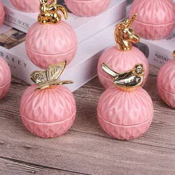 Nordic Pink Diamond Ceramic Storage Jar Home Jewelry Ring Jar Wedding Candy Box Gift Box Living Room Table Ornaments Decoration