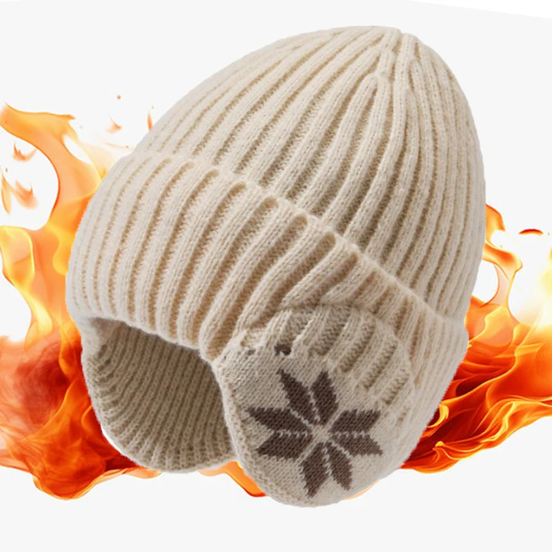 

New Unisex Winter Warm Plush Knitted Snow Fashion Hat Outdoor Coldproof Ear Protection Wool Caps