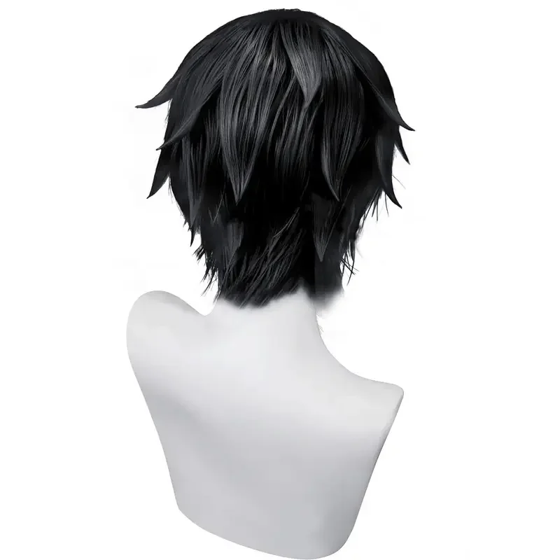 SN55Parrucca nera per uomo donna parrucca cosplay corta nera da uomo parrucca a strati parrucca cosplay nera soffice per la festa di Halloween @ 54WE