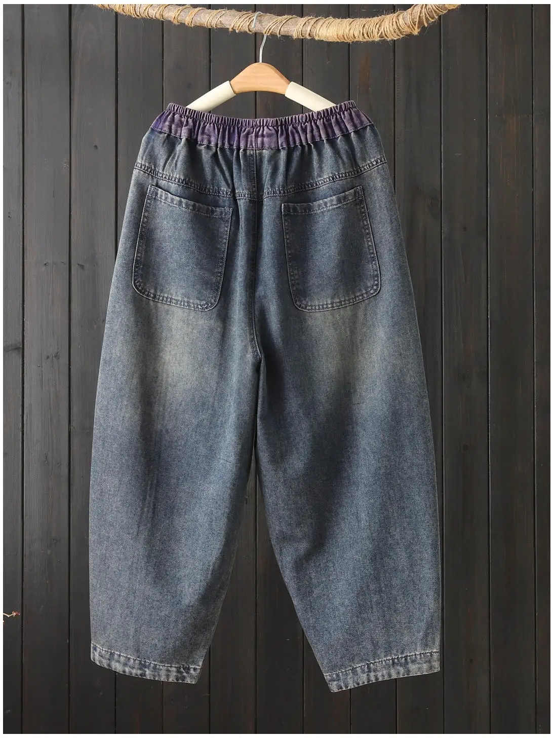 Retro Loose Women's Denim Jeans High Waist Nine Points Harlan Pants Casual Style Splicing Match All Spring Summer New Arrival