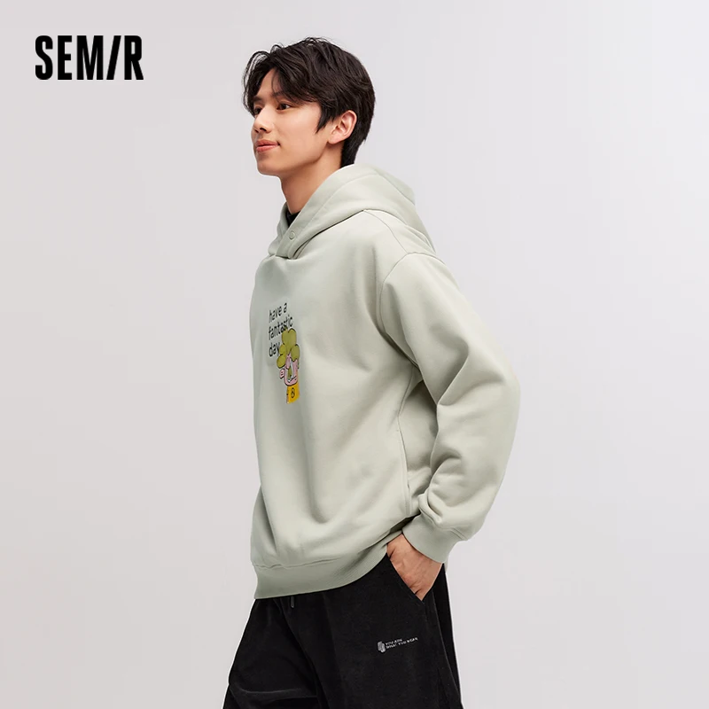 Semir Sweater Men Heating and Bacteriostatic 2024 Winter New Hooded Printed Couple Outfit