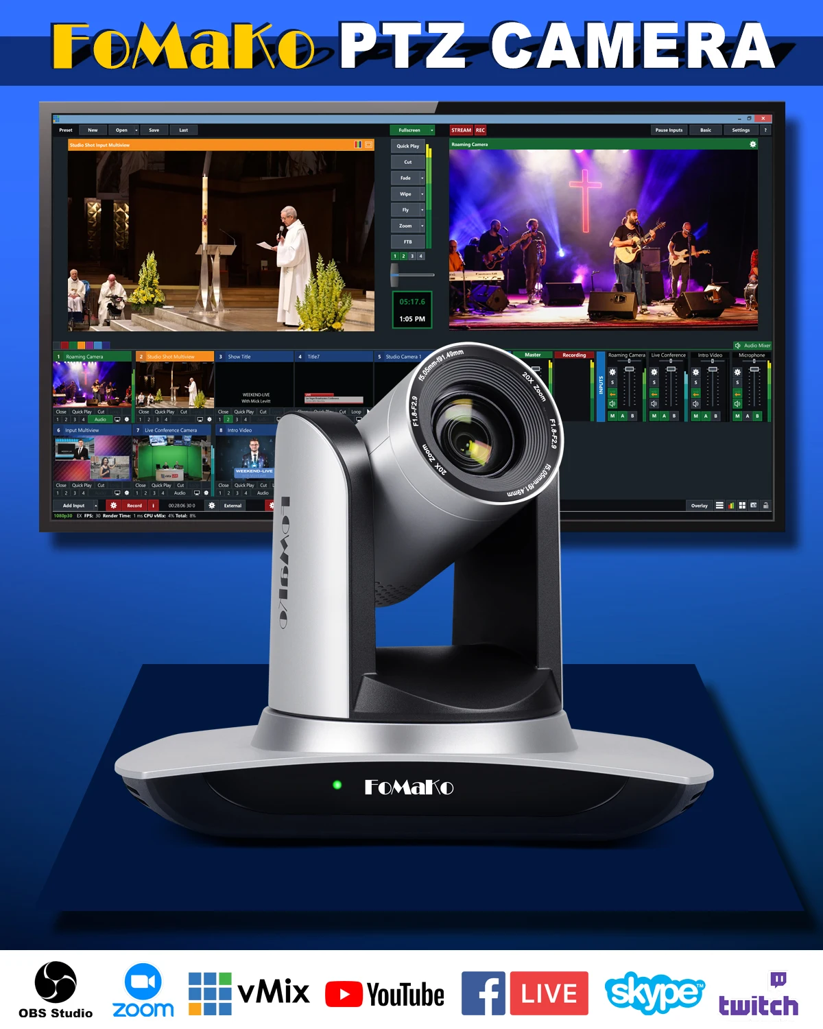 أفضل سعر كاميرا HDMI PTZ زووم بصري 12X، كاميرا HDMI البث المباشر USB كاميرا متحركة HDMI 1080P 60FPS لـ VMix OB