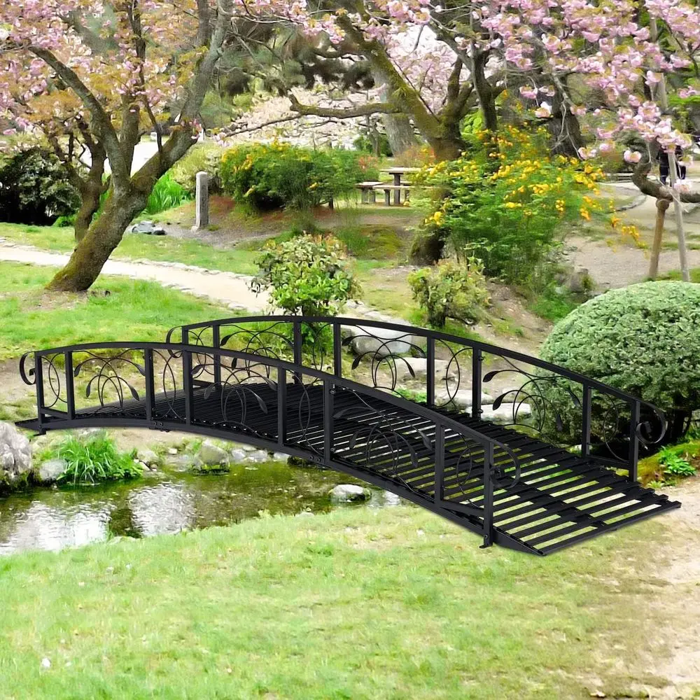 

Kinsuite Metal Garden Bridge - Arch Walkway with Side Rails, Outdoor Decorative Iron Garden Arch ootbridge or Pond, k, Stream