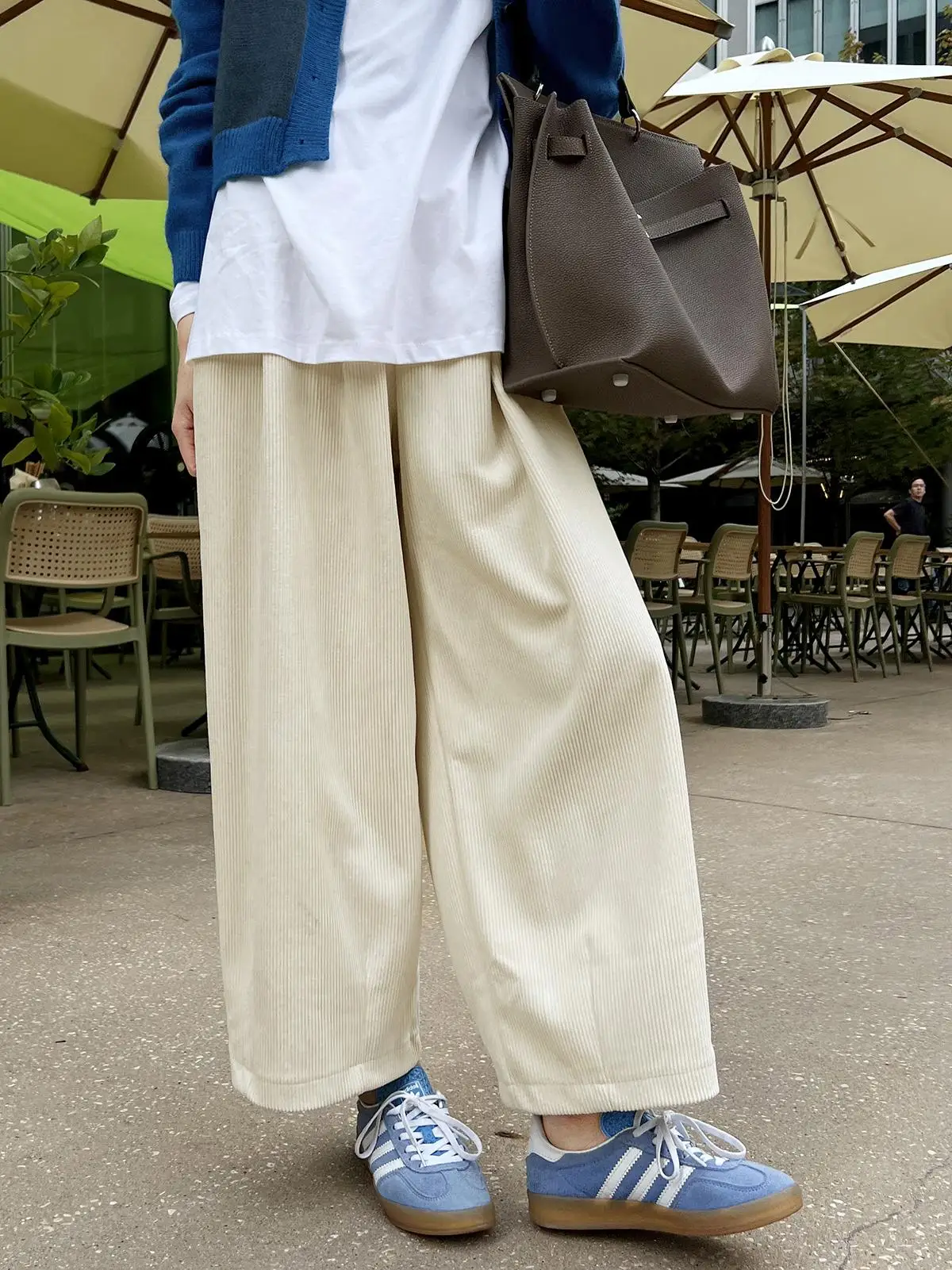 

Брюки с высокой талией, однотонные, с эластичным поясом, свободного кроя, винтажные, из вельвета, струящиеся, повседневные, прямые, стройнящие