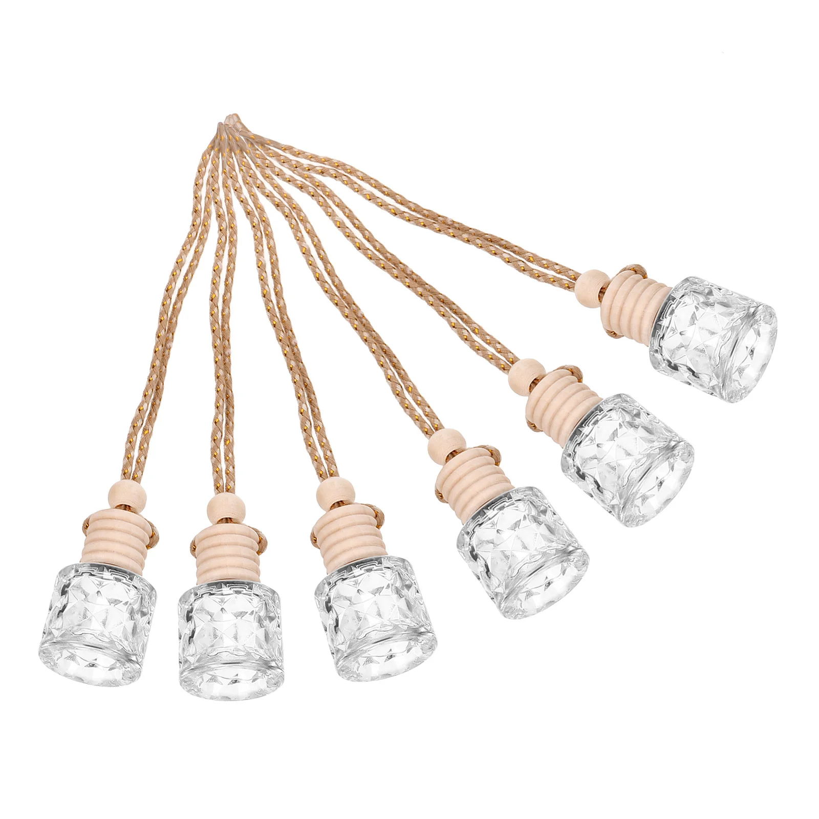 

6pcs Car Perfume Bottle Pendant 8Ml Refillable Aromatherapy Diffuser For Car Home Office Hanging Air Freshener Glass Container
