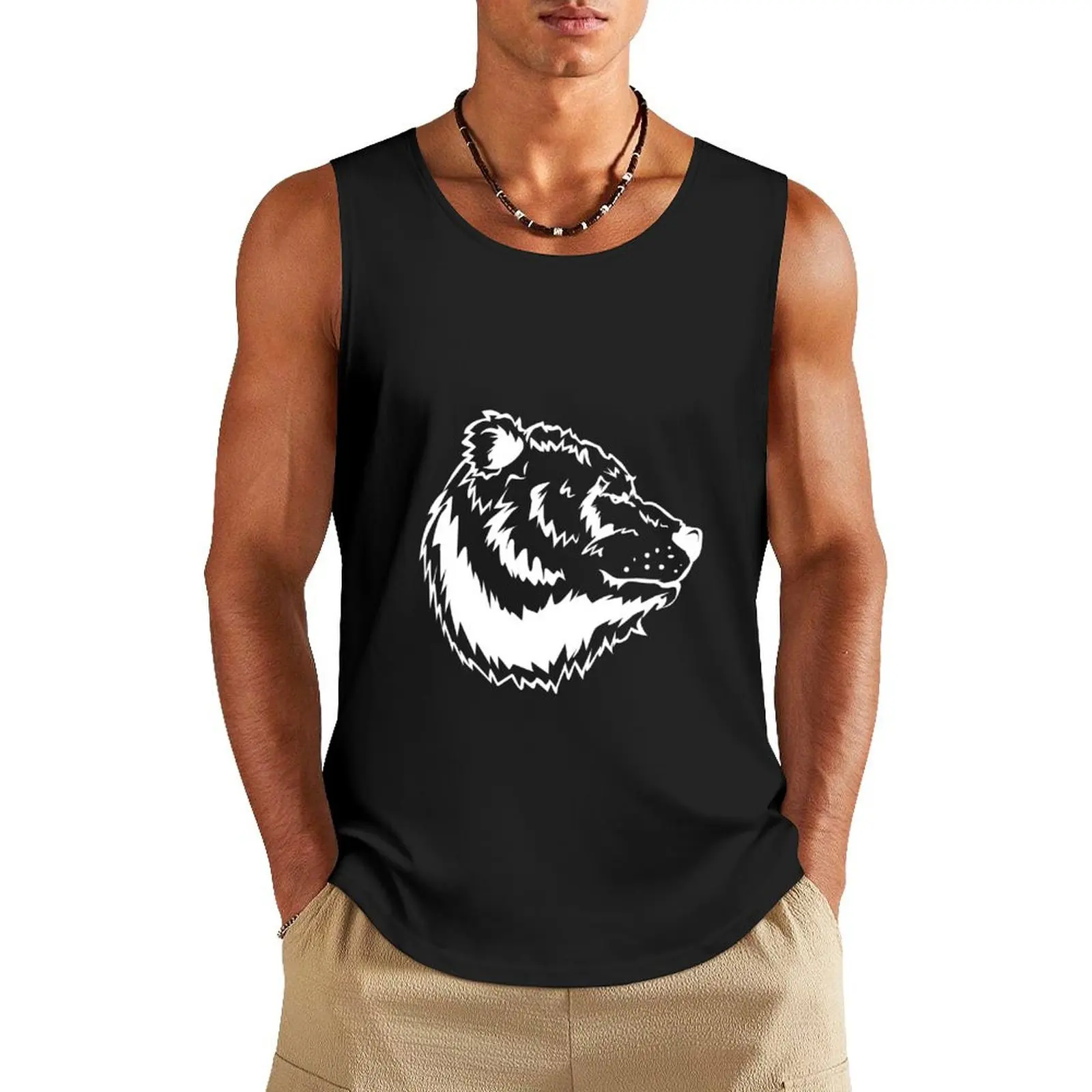 Waving Bear Tri-blend Tank Top Men gym sportswear bodybuilding man Fitness men clothing