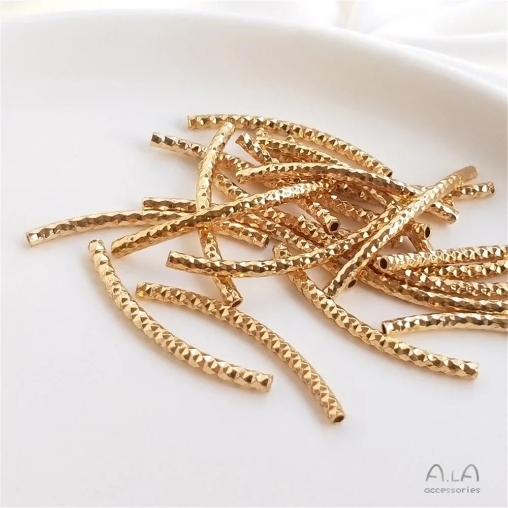 

14K Gold Plated Cut facet facet bend tube S-shaped tube DIY handmade bracelet string first accessory material