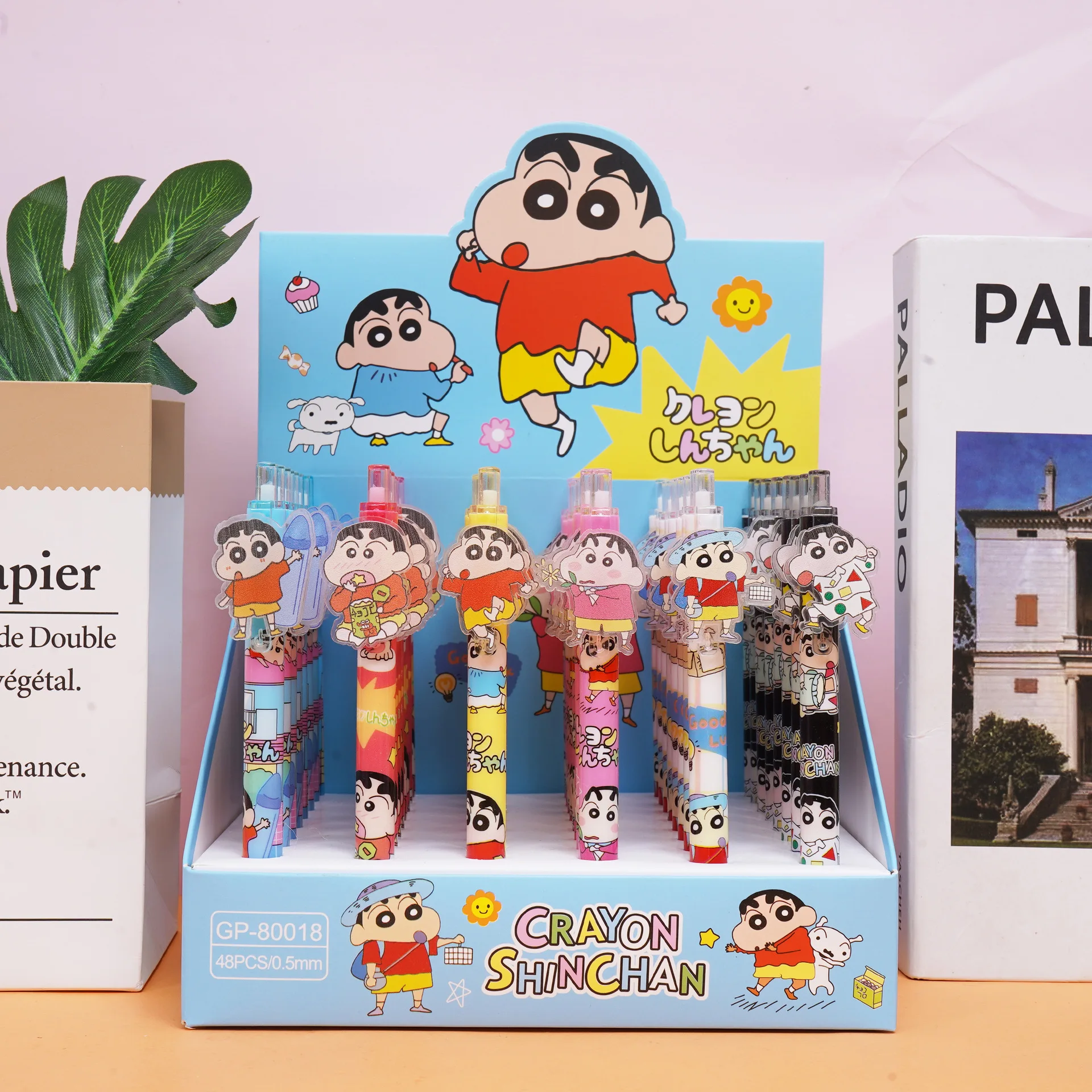 6Pcs/Lot Kawaii Crayon Shin-Chan Gel Pens Cartoon 0. 5Mm Black Ballpoint Pen Study Stationery Office Writing Tool Fans Gifts