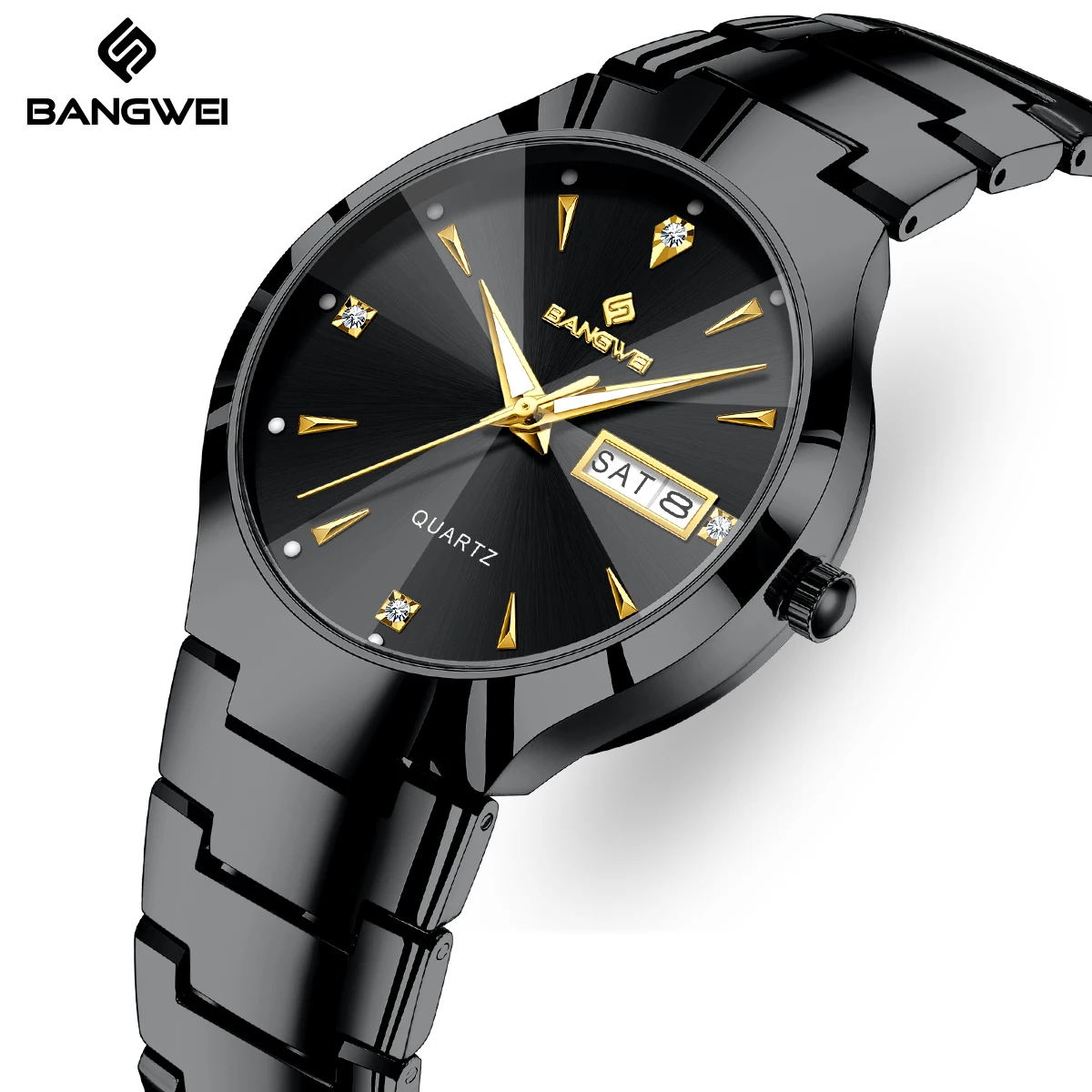 

BANGWEI 2026 luxury mens wristwatch Fashion Waterproof Clock Luminous Ladies Elegant Weekly Calendar Watch for Women reloj+BOX