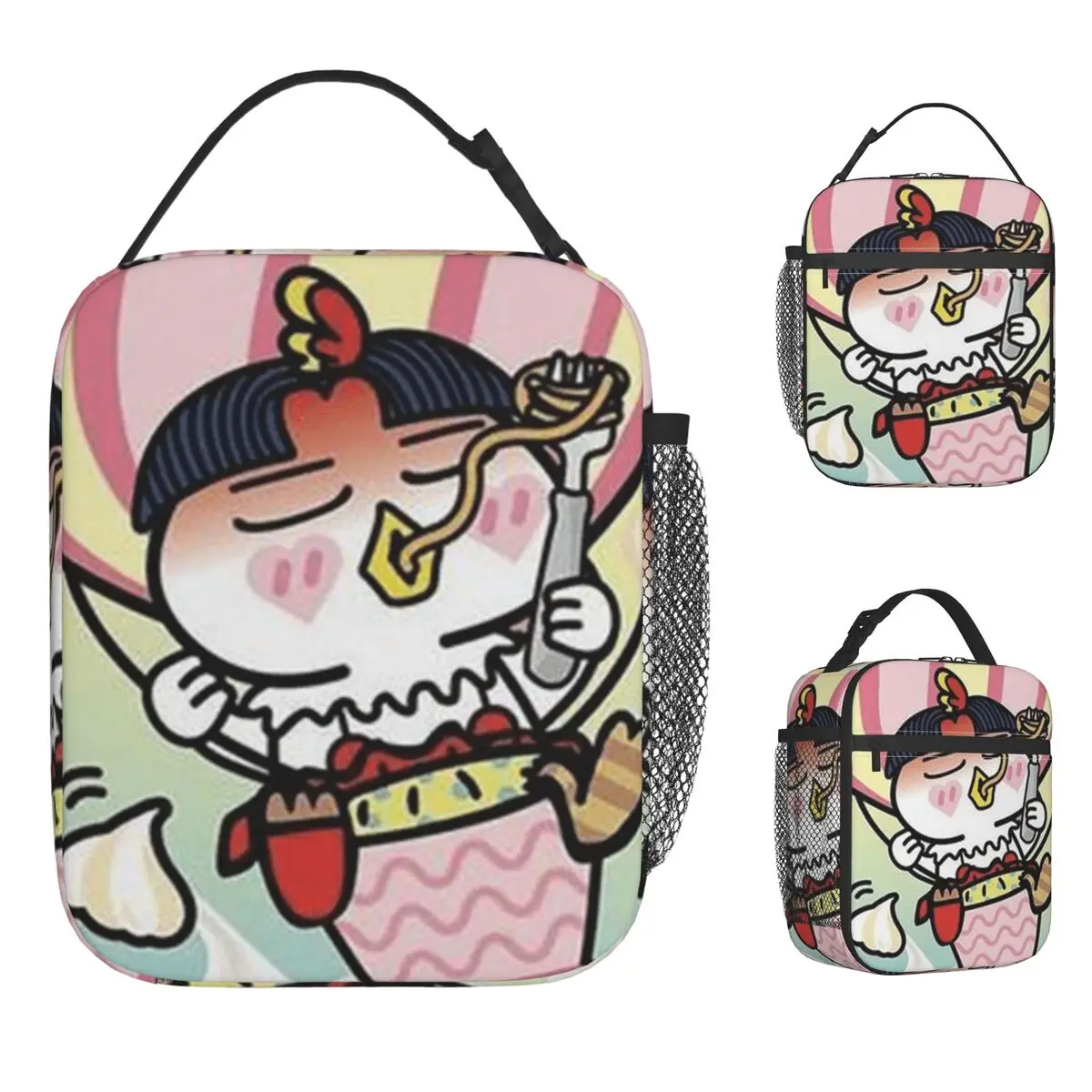 Carbonara Buldak Hot Chicken Ramen bolsa de almuerzo adulto lindo gráfico Oficina portátil aislado Oxford refrigerador térmico lonchera Tote