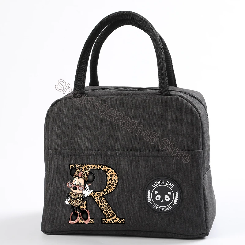 Mickey Minnie English Letters Lunch Pack Aluminum Foil Insulation Waterproof Food Insulation Bags Fashion Large Capacity Handbag