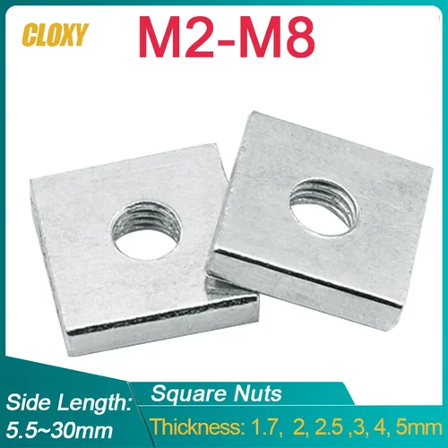 5 ~ 50 Uds M2 M3 M4 M5 M6 M8 tuercas cuadradas finas de acero al carbono galvanizadas bloque deslizante para accesorio de perfil de aluminio DIN562