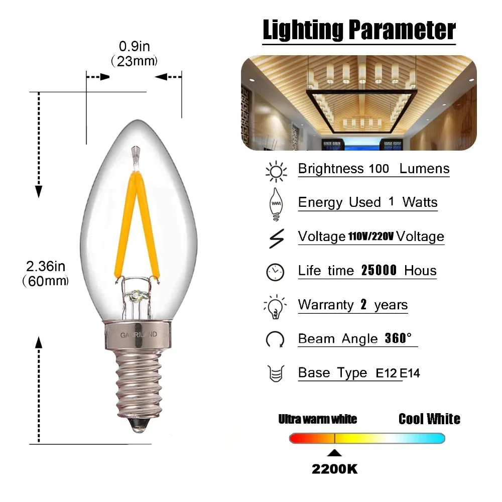 Edison Led Candle Bulb  E12 E14 110V 220V Dimmable C7 C7G T20M T22F T22G 0.5W 1W For Home Decor LED Lighting Lamp Ampoule Lights