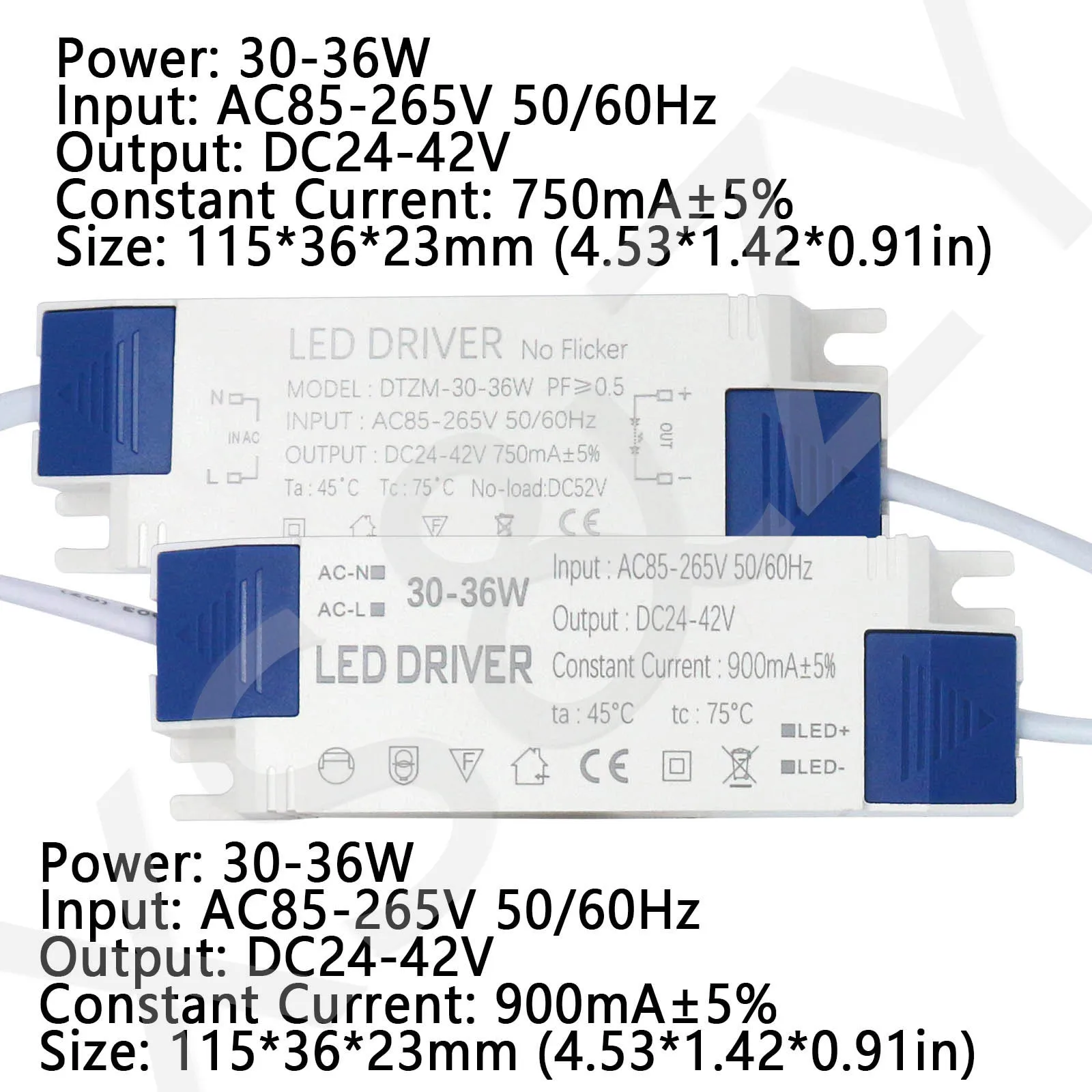 30-36W 750mA 900mA  LED Power Supply DC24-42V LED Driver Adapter AC110V 220V Lighting Transformer For LED Panel Light  Downlight