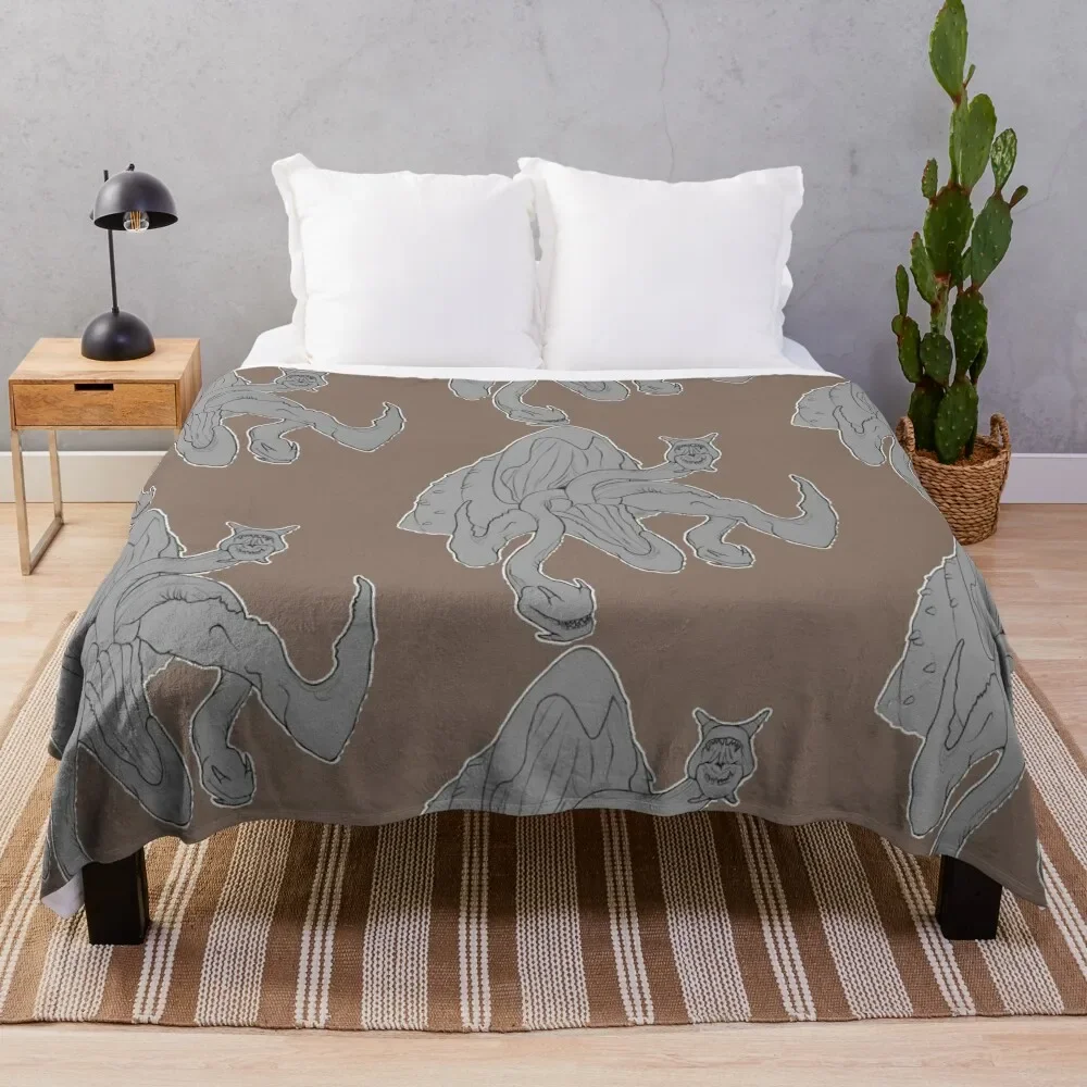 

Graboid - Greyscale Throw Blanket Heavy warm winter halloween Kid'S Blankets