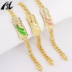 Oro Laminado 14K 18K Gold Plated Religious Jewelry San Judas Men Pulseras Mujer Bangle Bracelet