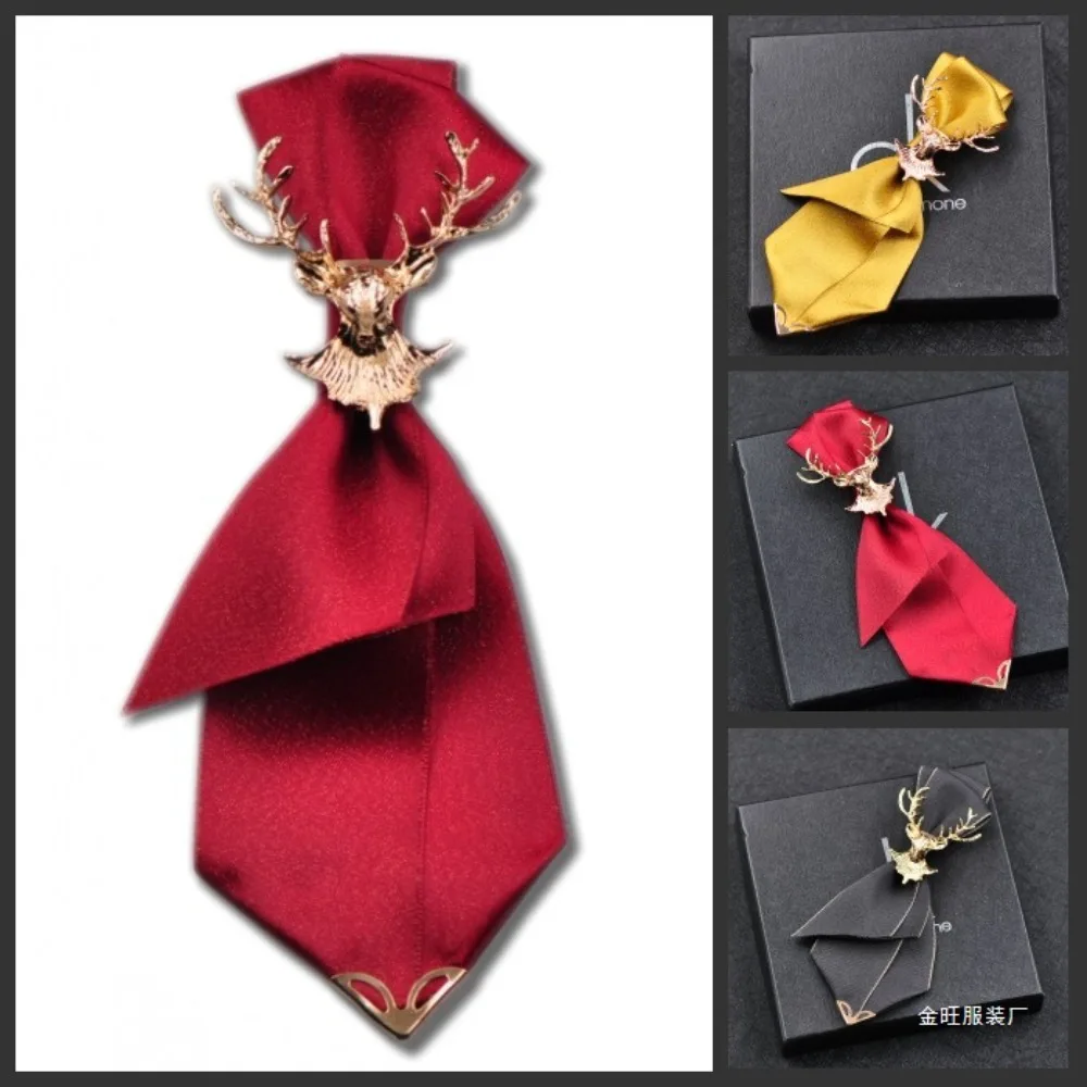 Fashionable Deer Head Wine Red Tie Tie Male Wedding Korean Version Wedding Dress Groom Best Man Stage Guests