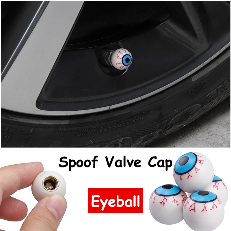 4[CS*SET Spoof Valve Cap Personalized Modification Eyeball Tire Valve Dust Cap Beautiful Valve Cap Universal