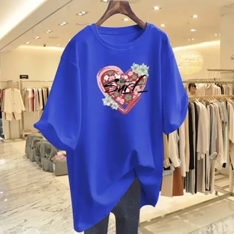 Économie College d'amour peints à la main pour femmes, style chinois d'été, pur coton, manches courtes, haut basique, t-shirt, pulls décontractés, mode